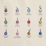 Birthstone color chart showing available gemstone options for customization