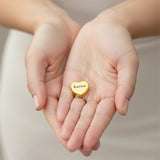 belle fever personalized heart charm for Moments bracelet in gold tone, engraved name bead for European style jewelry
