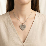 Silver Heart Necklace Always Here For You, worn on model - Memorial & Cremation Jewellery by Belle Fever