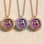 Perfume locket necklace tone comparison showing gold, silver and rose gold keepsake jewellery options
