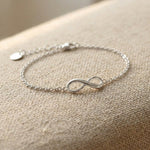 Silver infinity bracelet with fine chain and infinity symbol detail