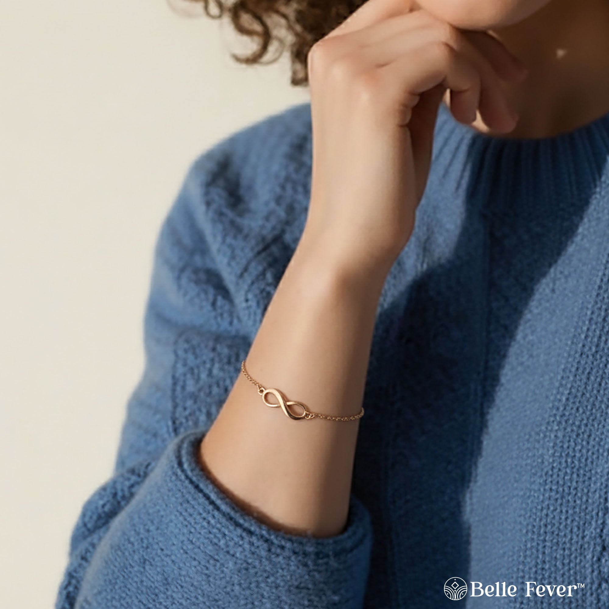 Belle Fever Infinity Bracelet worn on wrist — simple, elegant and deeply meaningful jewellery symbolising love without limits.