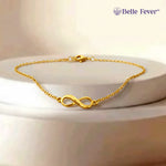 Gold Infinity Bracelet by Belle Fever — radiant infinity charm symbolising everlasting love and connection in a timeless, meaningful design.
