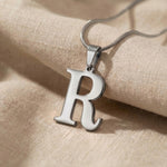Initial Necklace in silver with letter pendant, minimalist personalised jewellery