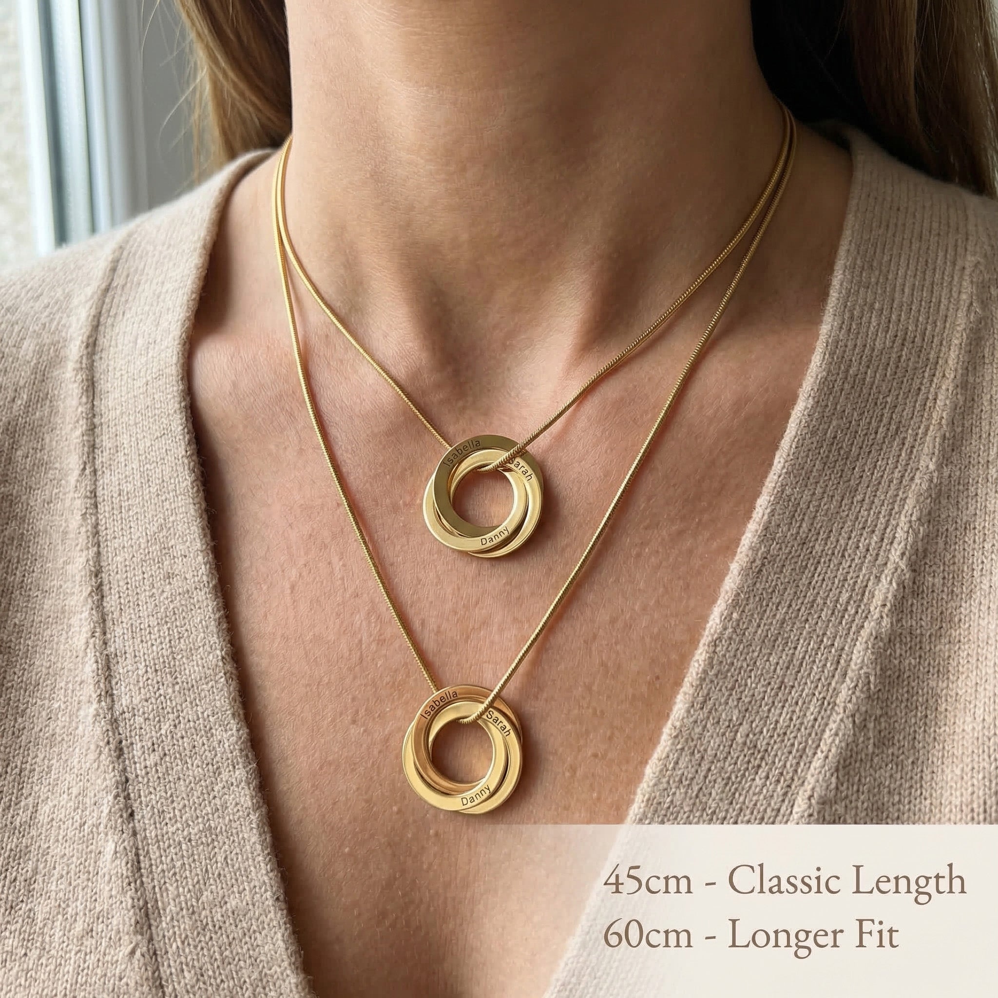 2 Interlinked Rings Interlinked Love Rings Necklace | 2 or 3 Rings Engraved | Belle Fever ...