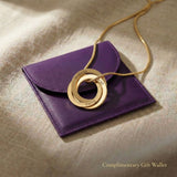 Interlinked Love Ring Necklace displayed with gift wallet packaging, personalised jewellery gift symbolising connection