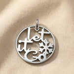 Silver inspirational charm for keyring with decorative cutout design symbolizing freedom, healing, and letting go