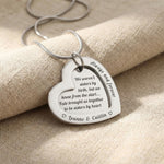 Love Forever Necklace in silver with engraved heart pendant, personalised jewellery piece