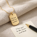 Memory tag cremation necklace with personalised handwriting engraving option, memorial ashes keepsake jewellery