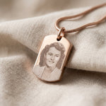 Memory tag cremation necklace with personalised photo engraving option, memorial ashes keepsake jewellery