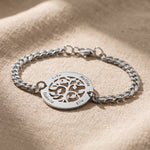 Tree of life bracelet in silver with symbolic family design, meaningful jewellery gift for her