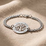 Tree of life bracelet in silver with symbolic family design, meaningful jewellery gift for her