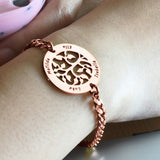 Belle Fever my tree bracelet, personalised engraved names jewellery