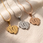 New life necklace tone comparison showing gold, silver and rose gold engraved finishes