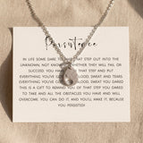 Persistence necklace with message card, meaningful jewellery symbolising strength, resilience and personal growth