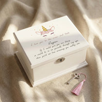 Personalised musical jewellery box with custom printed lid, keepsake gift design