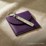 Personalised tag keyring displayed with gift wallet packaging, meaningful gift option