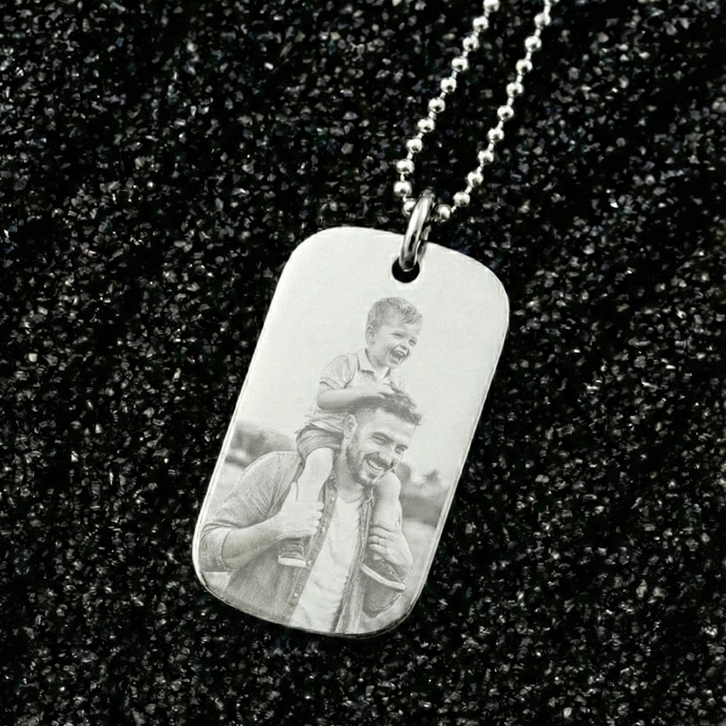 Custom Engraved Photo Dog Tag Necklace, men's jewellery by Belle Fever.