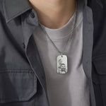 Custom Engraved Photo Dog Tag Necklace by Belle Fever, a sentimental keepsake jewelry gift.