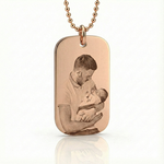 Custom Engraved Photo Dog Tag Rose Gold Necklace by Belle Fever, men's jewellery gift, capturing treasured memories.
