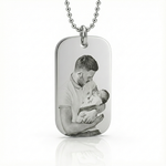 Custom Engraved Photo Dog Tag Silver Necklace by Belle Fever, men's jewellery gift, capturing treasured memories.