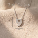 Power of pause necklace size guide showing pendant dimensions and clean symbolic design