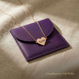 Precious heart necklace displayed with gift wallet packaging, personalised jewellery gift