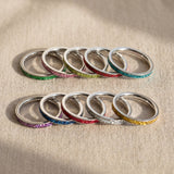 River ring colour options showing multiple gemstone band variations for stackable personalised ring styling