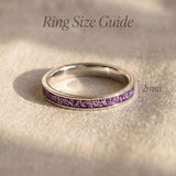 River ring size guide showing stackable gemstone band width and ring proportions