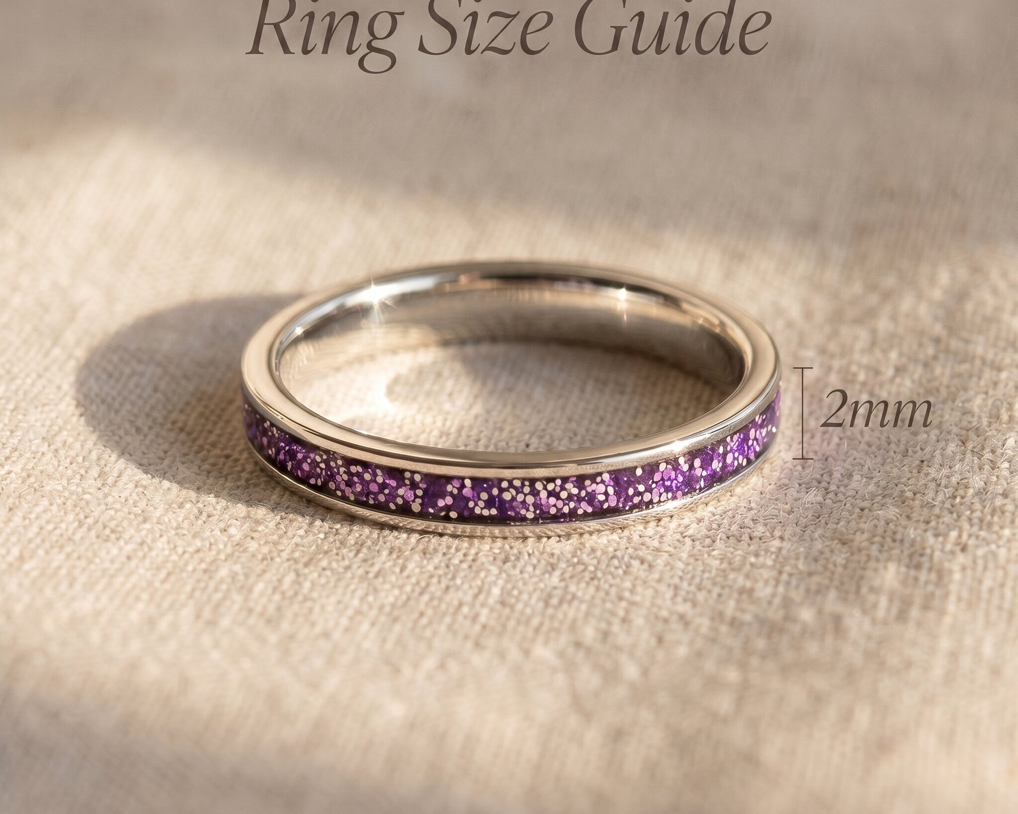 River ring size guide showing stackable gemstone band width and ring proportions