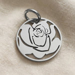 Silver rose charm for keyring symbolizing love, beauty, remembrance, and timeless sentimental keepsakes