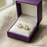 Round stud earrings presented in premium gift box, classic jewellery gift