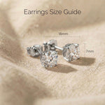 Round stud earrings size guide showing stone dimensions and scale 