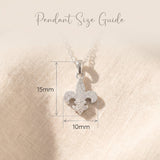 Steal my breath necklace size guide showing pendant dimensions and elegant design detail