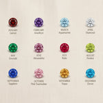 Stone color chart showing available birthstone options for bar bracelet customization