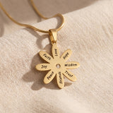Sunflower necklace in gold with detailed floral design, meaningful jewellery gift for mum or daughter