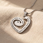 Swirl of my heart necklace in silver with swirl detail, meaningful love keepsake jewellery gift