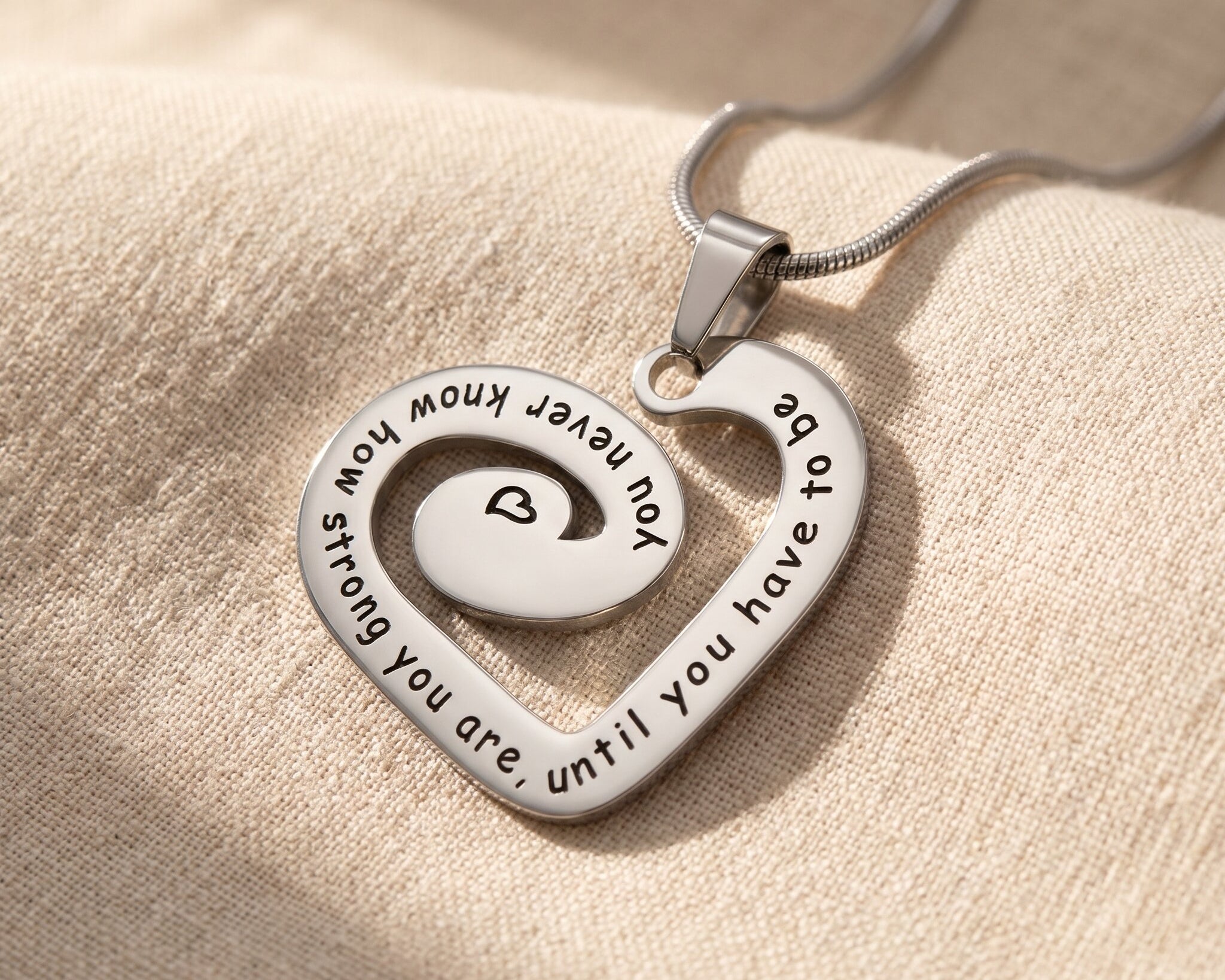 Swirl of my heart necklace in silver with swirl detail, meaningful love keepsake jewellery gift