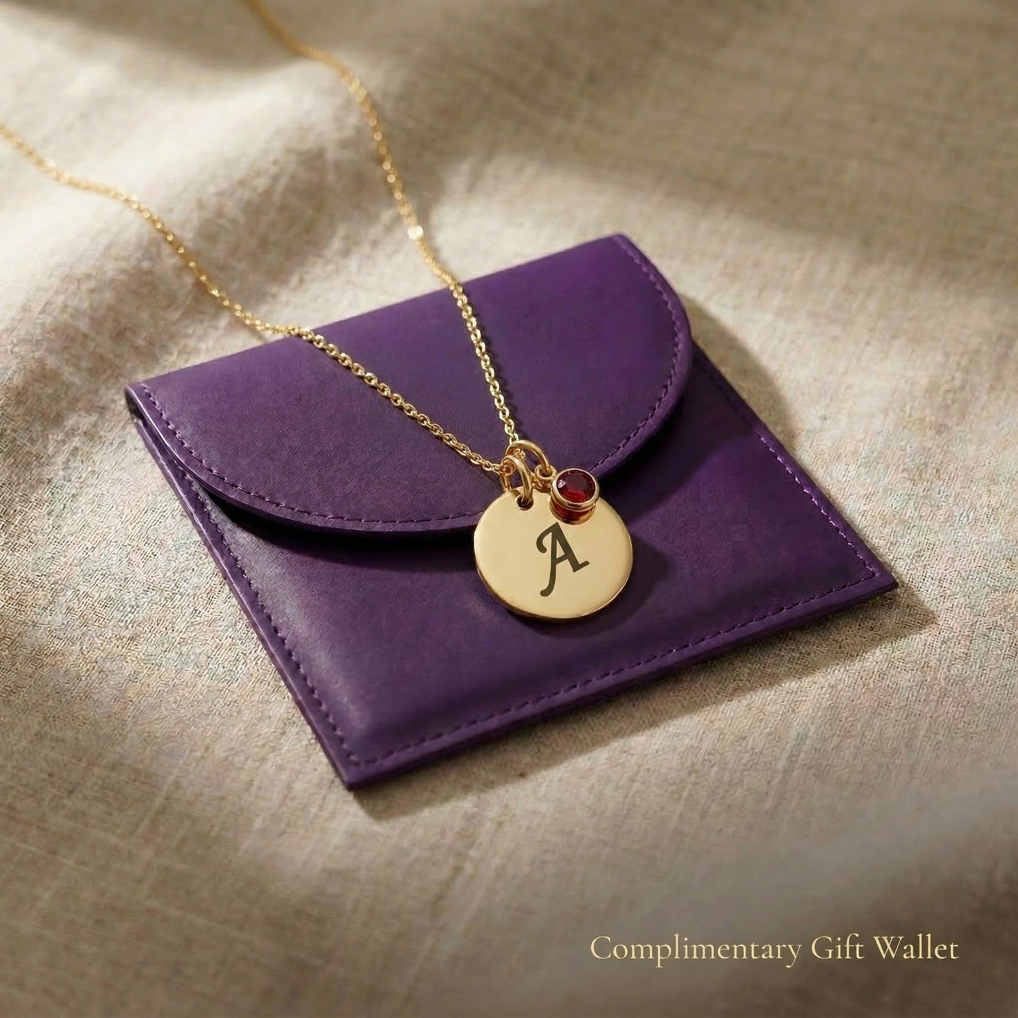 Tokens of Love Necklace displayed with gift wallet packaging, personalised jewellery gift option