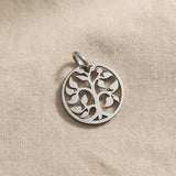 Silver tree charm for keyring symbolizing growth, family roots, strength, and meaningful life journeys