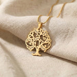 Tree of life necklace in gold with detailed tree design, elegant keepsake jewellery