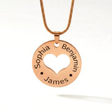 Rose Gold Triple Love Necklace in white background - Mothers Jewellery by Belle Fever
