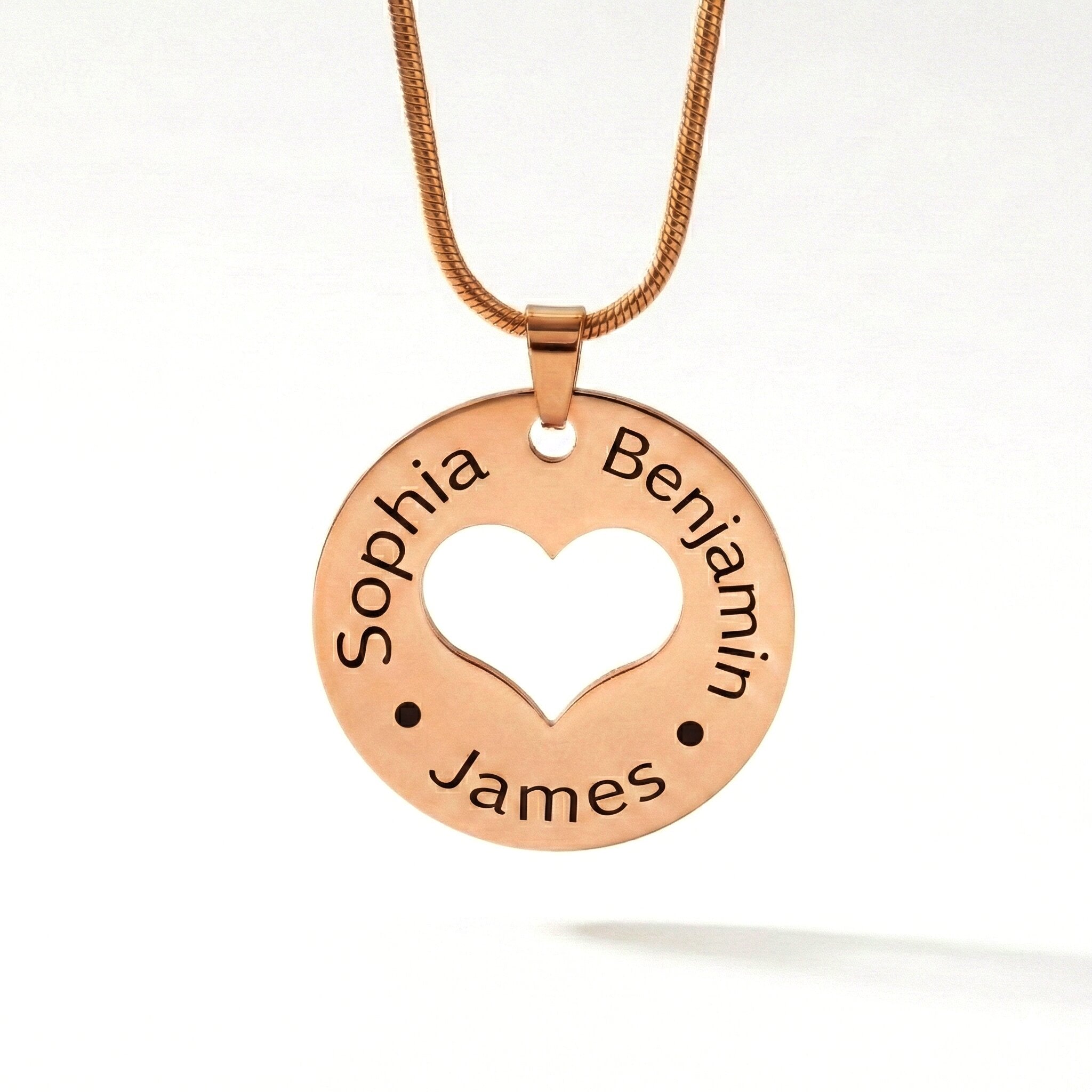 Rose Gold Triple Love Necklace in white background - Mothers Jewellery by Belle Fever