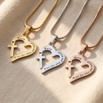 Trust in him necklace tone comparison showing gold, silver and rose gold Christian keepsake jewellery