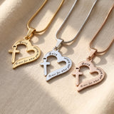 Trust in him necklace tone comparison showing gold, silver and rose gold Christian keepsake jewellery