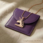 Unicorn head name necklace with gift wallet packaging, personalised kids jewellery gift
