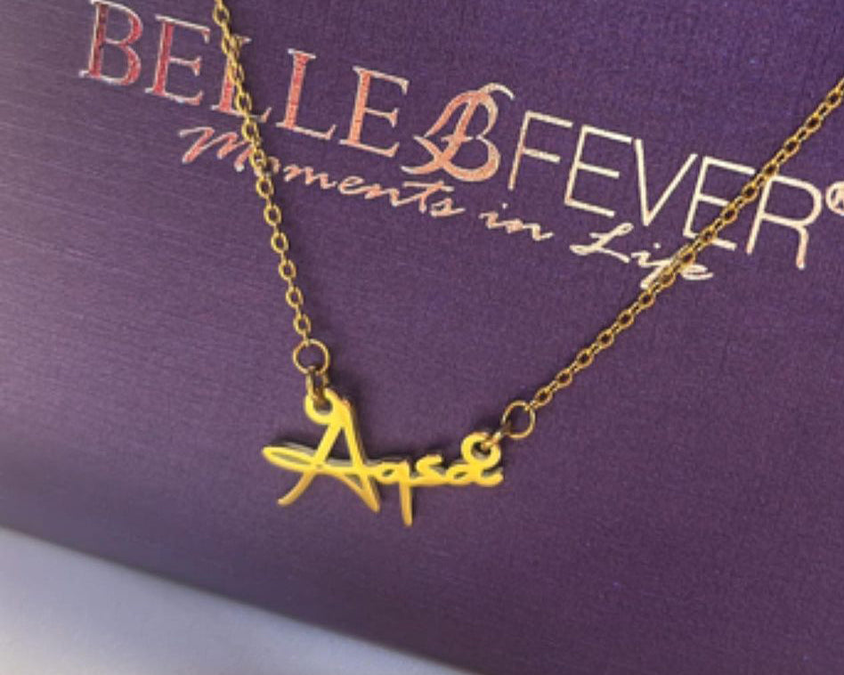 Signature Font Name Necklace (Birthstones Optional)