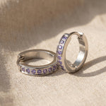 Zircon hoop earrings with sparkling crystal stones, elegant hoop jewellery gift for her