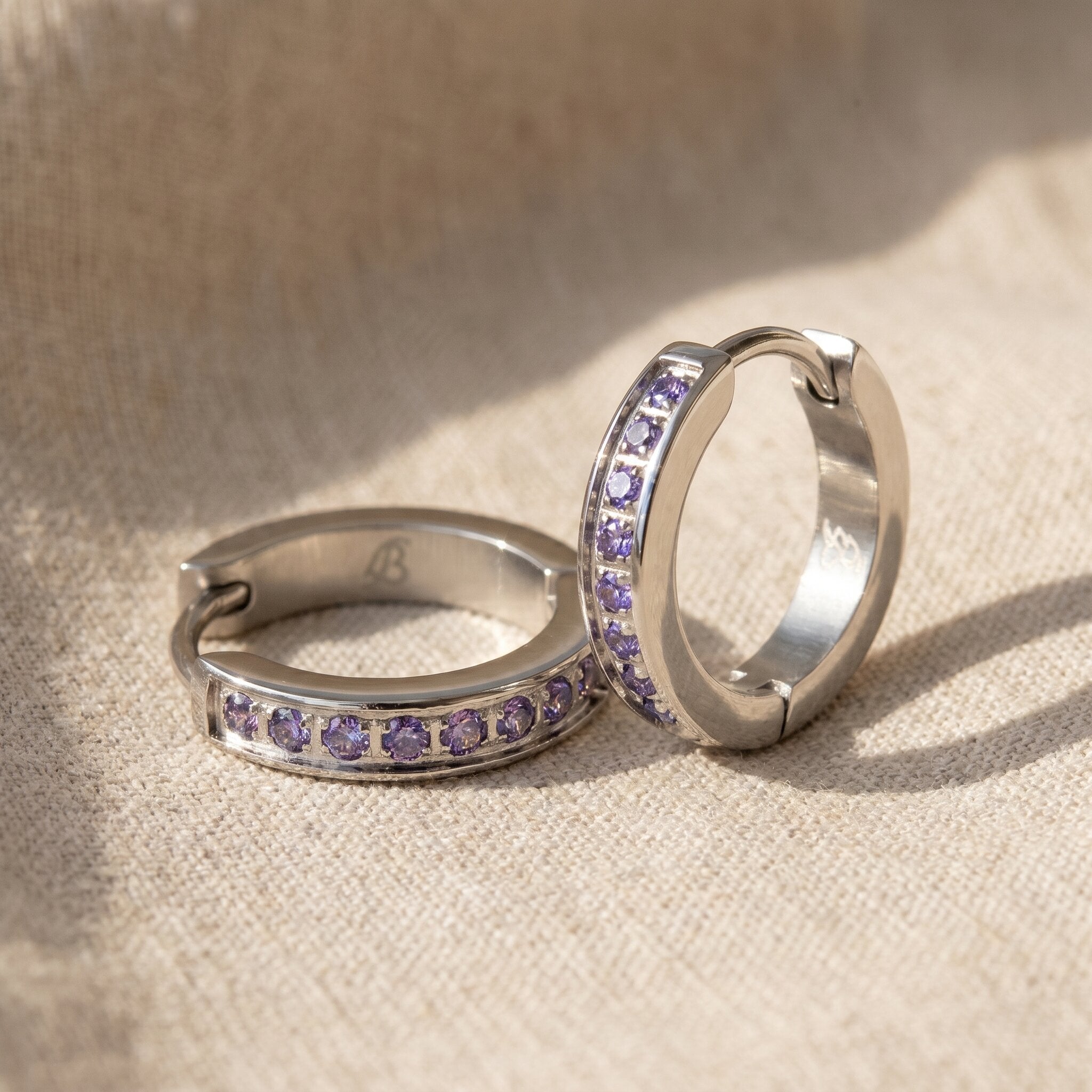 Zircon hoop earrings with sparkling crystal stones, elegant hoop jewellery gift for her