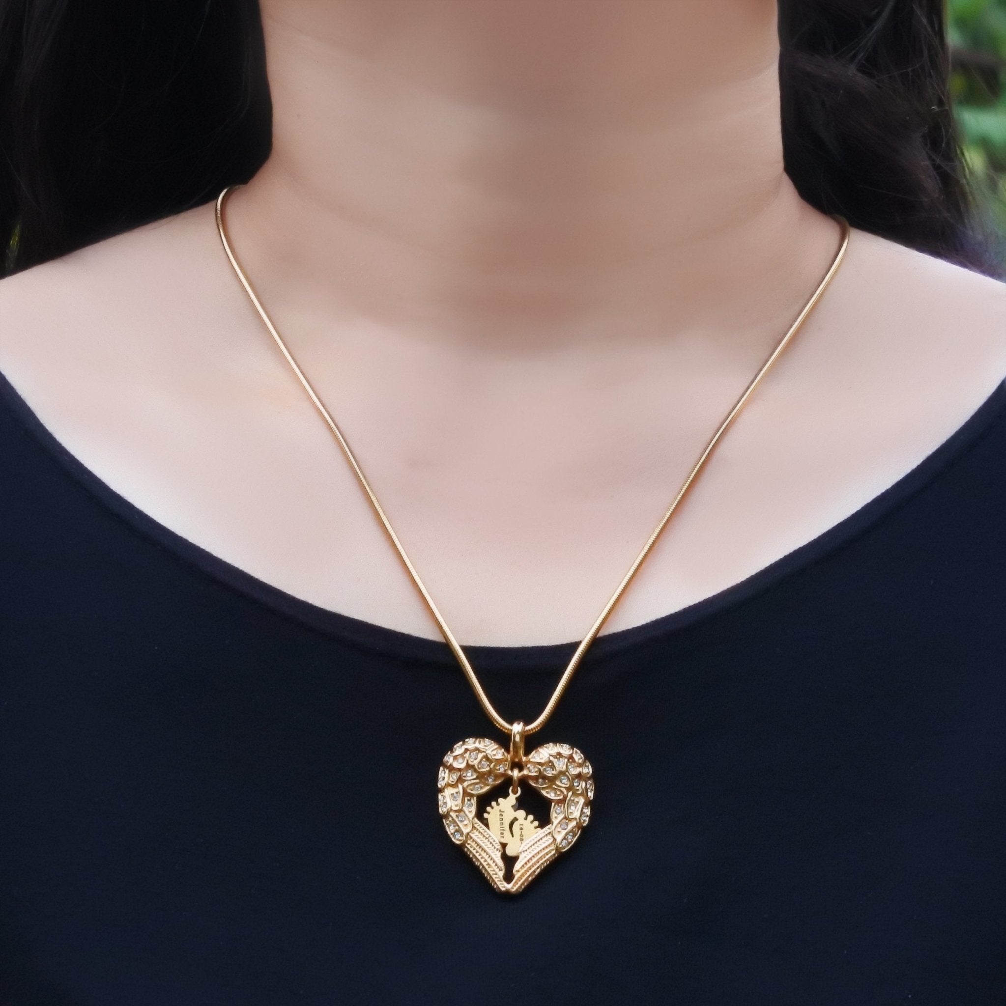 Angels Heart Necklace with Feet Insert - Memorial & Cremation Jewellery by Belle Fever
